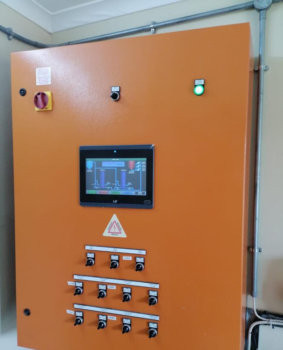 Automated control panel of a water treatment plant